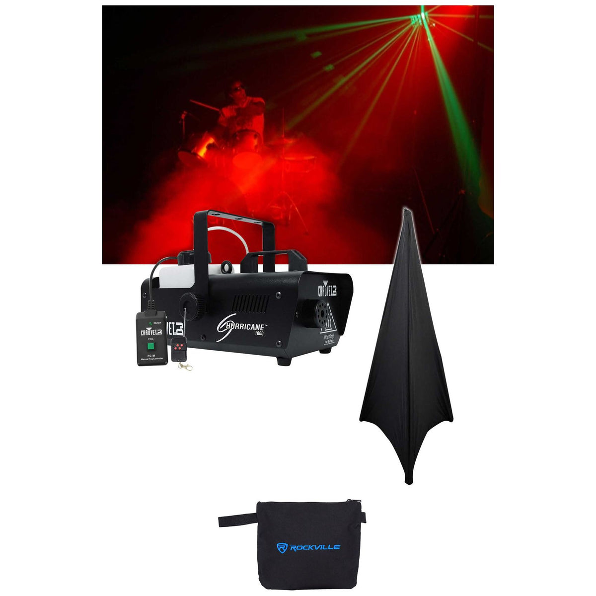 H1000 Hurricane Fog Machine + Tripod Scrim