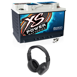 XS Power D4800 3000 Amp 12V Group 48 Power Cell Car Audio AGM Battery+Headphones
