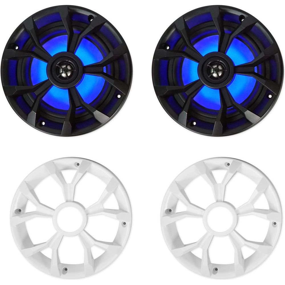 Dual 6.5" 700w Marine Wakeboard LED Speakers+Amplifier+Wires