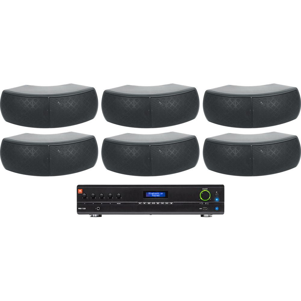 VMA1120 Commercial Amplifier + (6) WET-D4 Dual 4" Black Wall Speakers