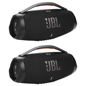 2 JBL BoomBox 3 Portable Waterproof Party Speakers w/Sub/Bluetooth/Wireless Link