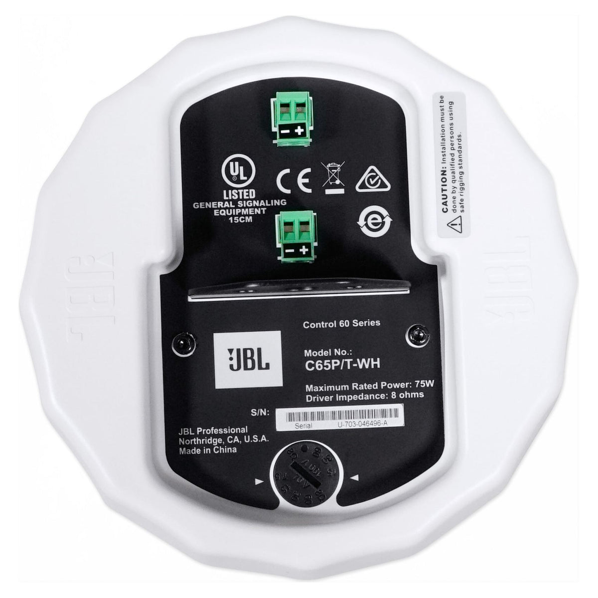 2) JBL Control 65P/T-WH White 5.25" 70v Commercial Pendant Speakers 4 Restaurant
