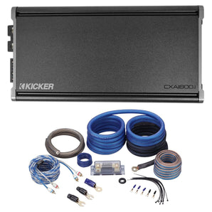KICKER 46CXA18001T CXA1800.1 1800 Watt RMS Mono Car Audio Amplifier+Amp Kit