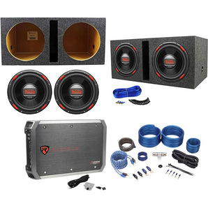 (2) Boss Audio AR120DVC 12" 1600w Subwoofers+Vented Box+Mono Amplifier+Amp Kit
