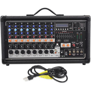 Peavey Pvi8500 400 Watt 8-Channel Powered Live Sound Mixer w/ Bluetooth+Cable