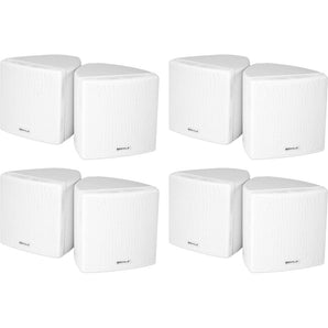 8 Rockville Cube 70v White 3.5" Commercial Swivel Wall Mount Restaurant Speakers