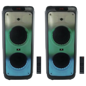 (2) Rockville BASS PARTY 10 Rechargeable LED Bluetooth Speakers w/Wireless Link