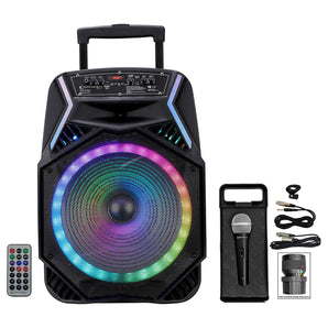 Technical Pro RAINB15 3000w Rechargeable Karaoke Machine System w/Bluetooth/LED