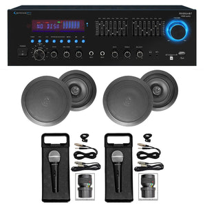 Home Karaoke Machine System w/ Bluetooth+(4) 8" Black Ceiling Speakers