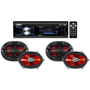 Boss 508UAB 1-DIN Car CD/MP3 Player Receiver w/Bluetooth/USB+(4) 5x7" Speakers