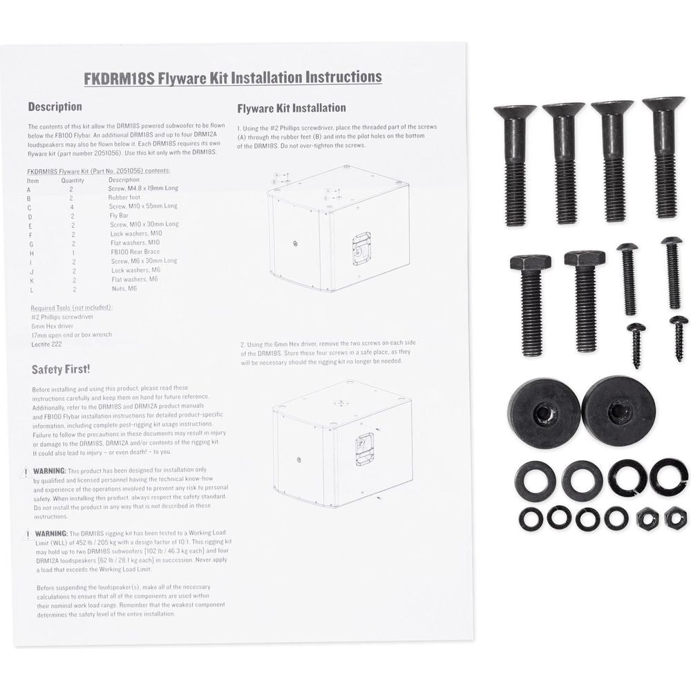 FB100 Flybar+Flyware Kit For DRM12A, DRM12A-P Speakers+DRM18S, DRM18S-P
