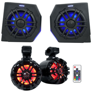 2 Memphis CANAMDEF65FE 75w RMS Pods+LED Tower Speakers For 2018+ Can Am Defender