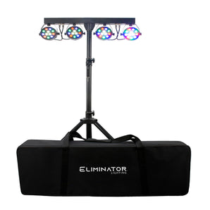 Eliminator Mini Par Bar Lighting System with 4x LED Par Lights+Stand+Remote+Bag