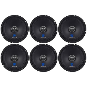 (6) Rockville RXM88 8" 500w 8 Ohm Mid-Range Drivers Speakers, Made w/Kevlar Cone