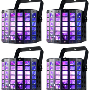 (4) American DJ ADJ MINI DEKKER LZR RGBW LED DMX Derby/Strobe Effect Lights