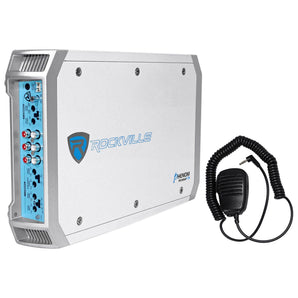 Rockville RXM-F3 1600 Watt Marine/Boat 4 Channel Amplifier Amp+PA Microphone