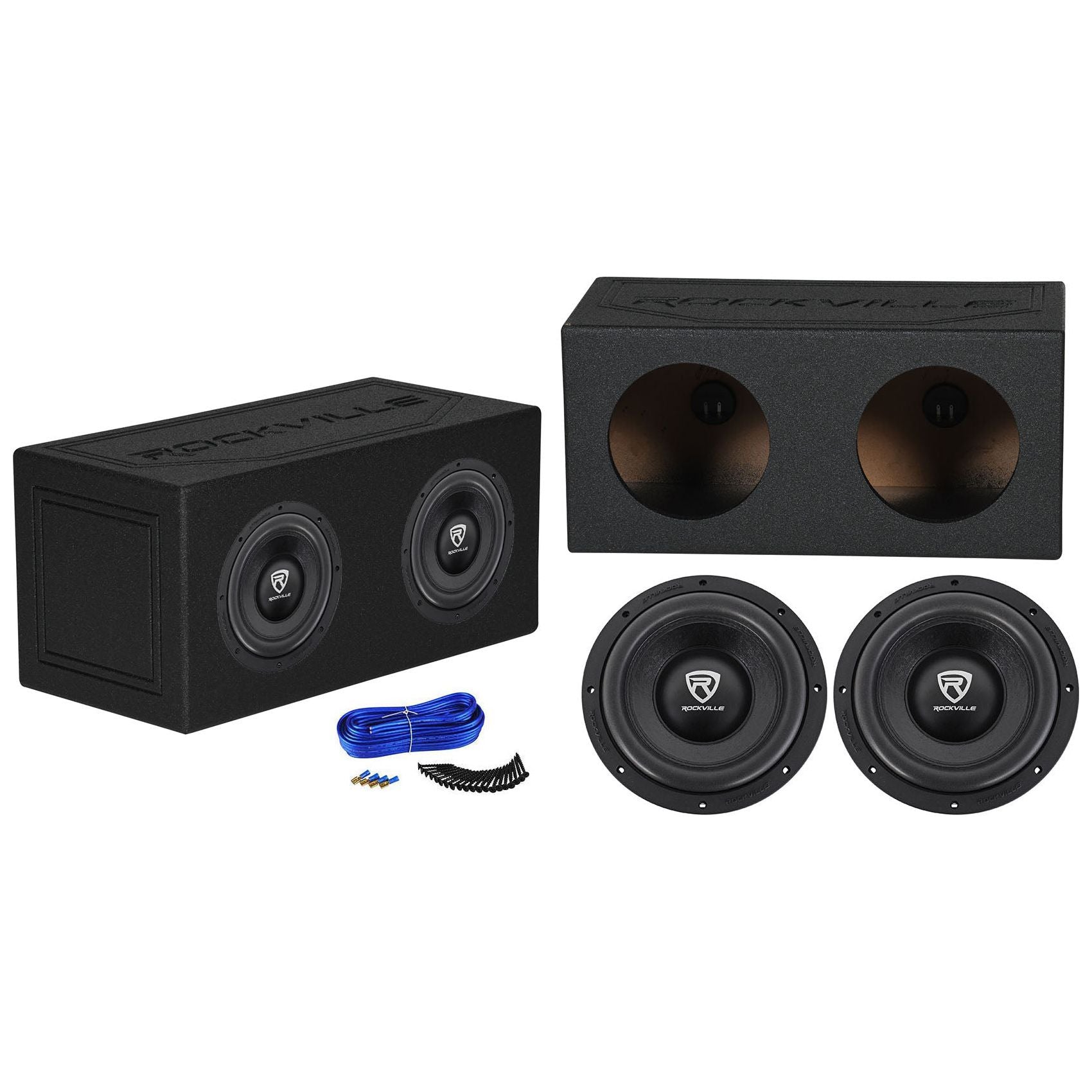 2) Rockville W10K6D4 V2 10" 4000w Car Stereo Subwoofers+Sealed Sub Box