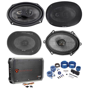 (2) American Bass SQ 6.9 6x9"+SQ 5x7" or 6x8" Speakers+4-Channel Amplifier+Wires
