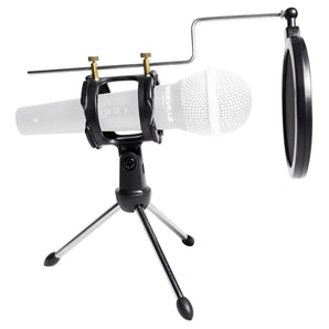 Rockville R-TRACK 2-Person Podcast Kit-Dynamic Mics+Stands+Filters+Headphones