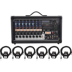 Peavey Pvi8500 400 Watt 8-Channel Powered Live Sound Mixer w/ Bluetooth + Cables