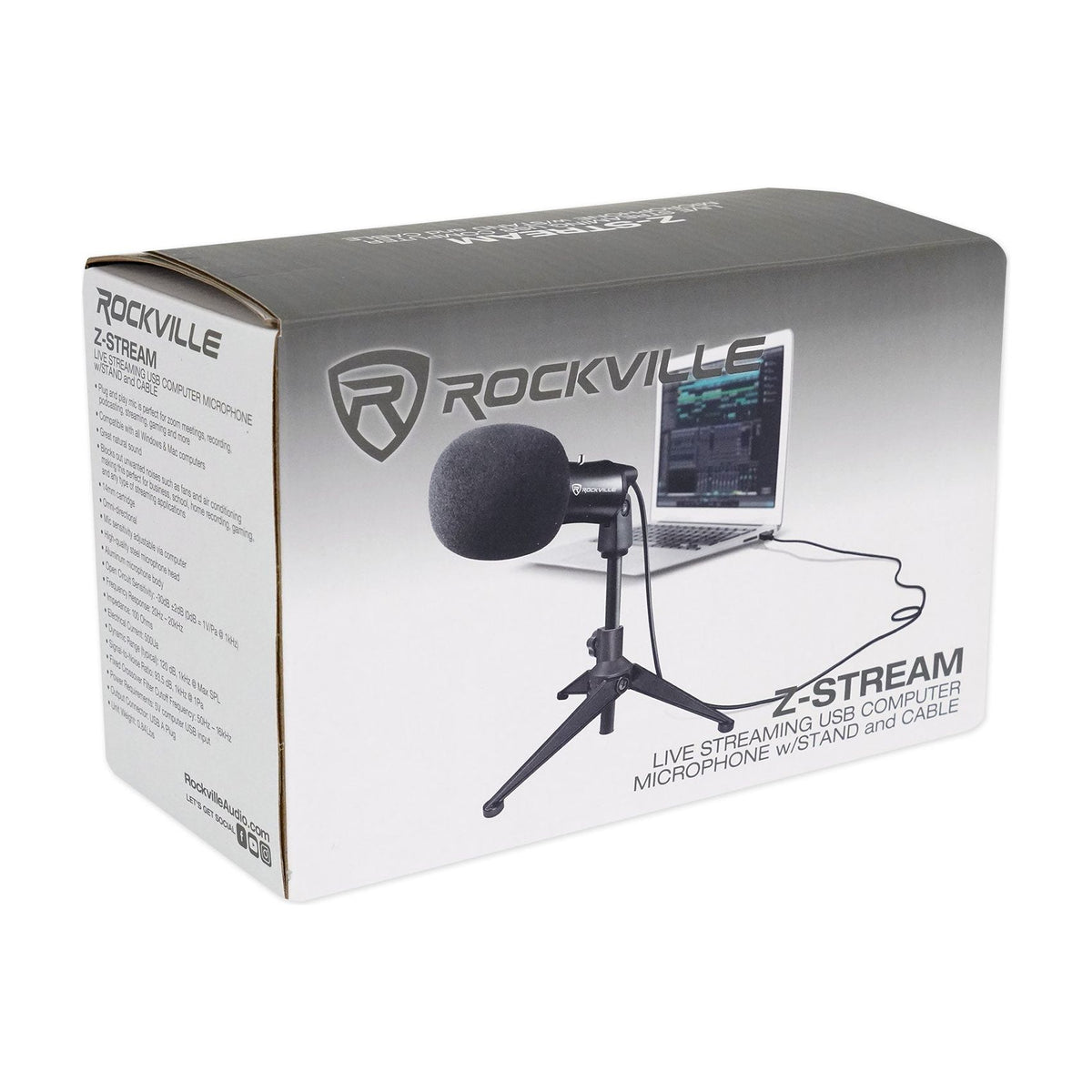 Rockville Z-Stream USB Microphone + RockPop Dual-Screen Filter Bundle