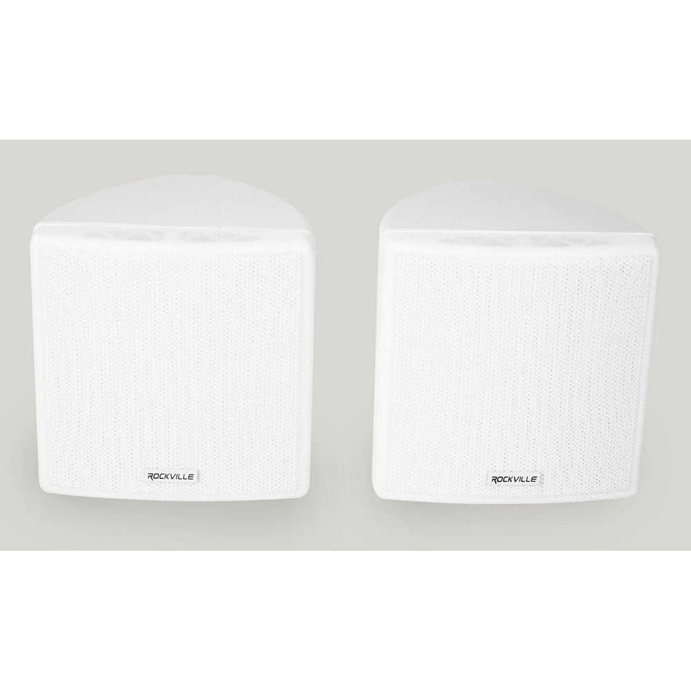 2-Room Home Audio Receiver+(4) White 3.5" Cube Speakers+Wall Controls