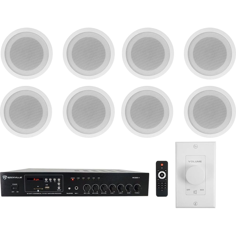 CCL5T White 8-Pack + RCS80-1 Amplifier Bundle