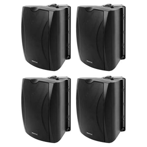 4) Rockville WET-5B 70V 5.25" IPX55 Black Commercial Indoor/Outdoor Wall Speakers