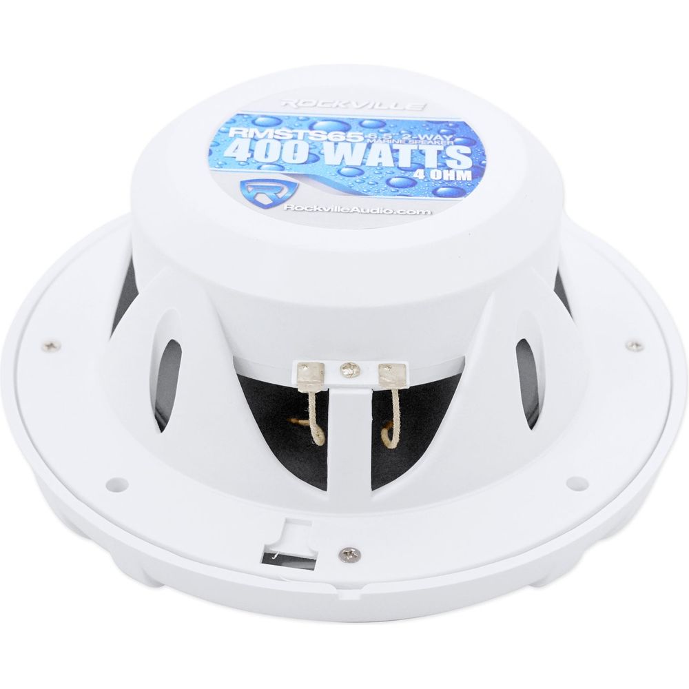(4) RMSTS65W 6.5" 1600W Marine Speakers+6-Ch Amplifier+Amp Kit