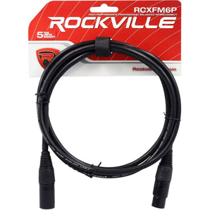 Rockville RCXFM6P-B Black 6' Female to Male REAN XLR Mic Cable 100% Copper