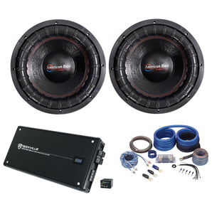 2 American Bass XFL-1244 2000w 12" Competition Subwoofers+Mono Amplifier+Amp Kit