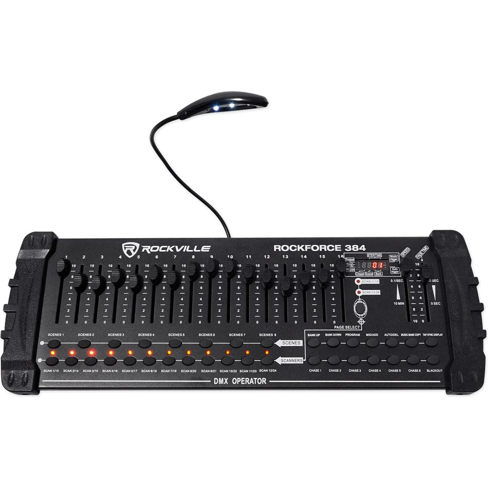 (2) SlimPar Pro W USB Wash Lights + ROCKFORCE 384 Controller + Cables Bundle