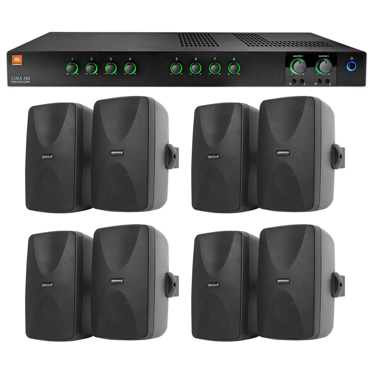 CSMA280 2 x 80W Amplifier + 5.25" Black Wall Speaker Package