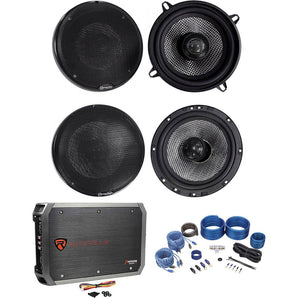 Pair American Bass SQ 5.25"+SQ 6.5" Car Audio Speakers+4-Channel Amplifier+Wires