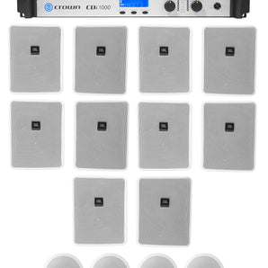 Crown CDi1000 500w 70V Commercial Amplifier+10 JBL White Wall+4 Ceiling Speakers