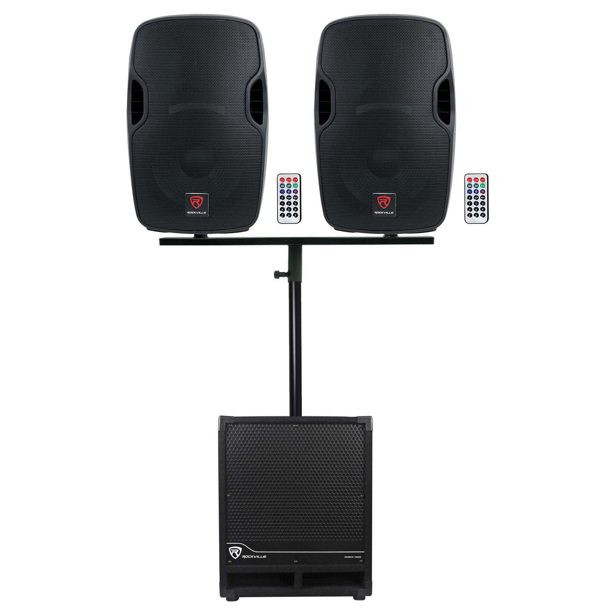 DJ Package w/ (2) 12" Active Speakers+Dual Mount+12" Powered Subwoofer