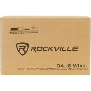 (8) Rockville Dual 4" White 16 Ohm Outdoor Restaurant Patio Speakers+Receiver
