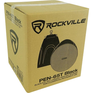 Rockville 6-Zone Amp Receiver+10) Black Pendant Speakers For Restaurant/Bar/Cafe
