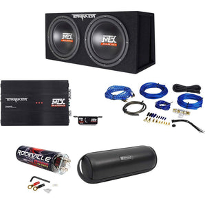 MTX Terminator TNP212DV Dual 12” Subwoofers+Box+Amplifier+Kit+Capacitor+Speaker