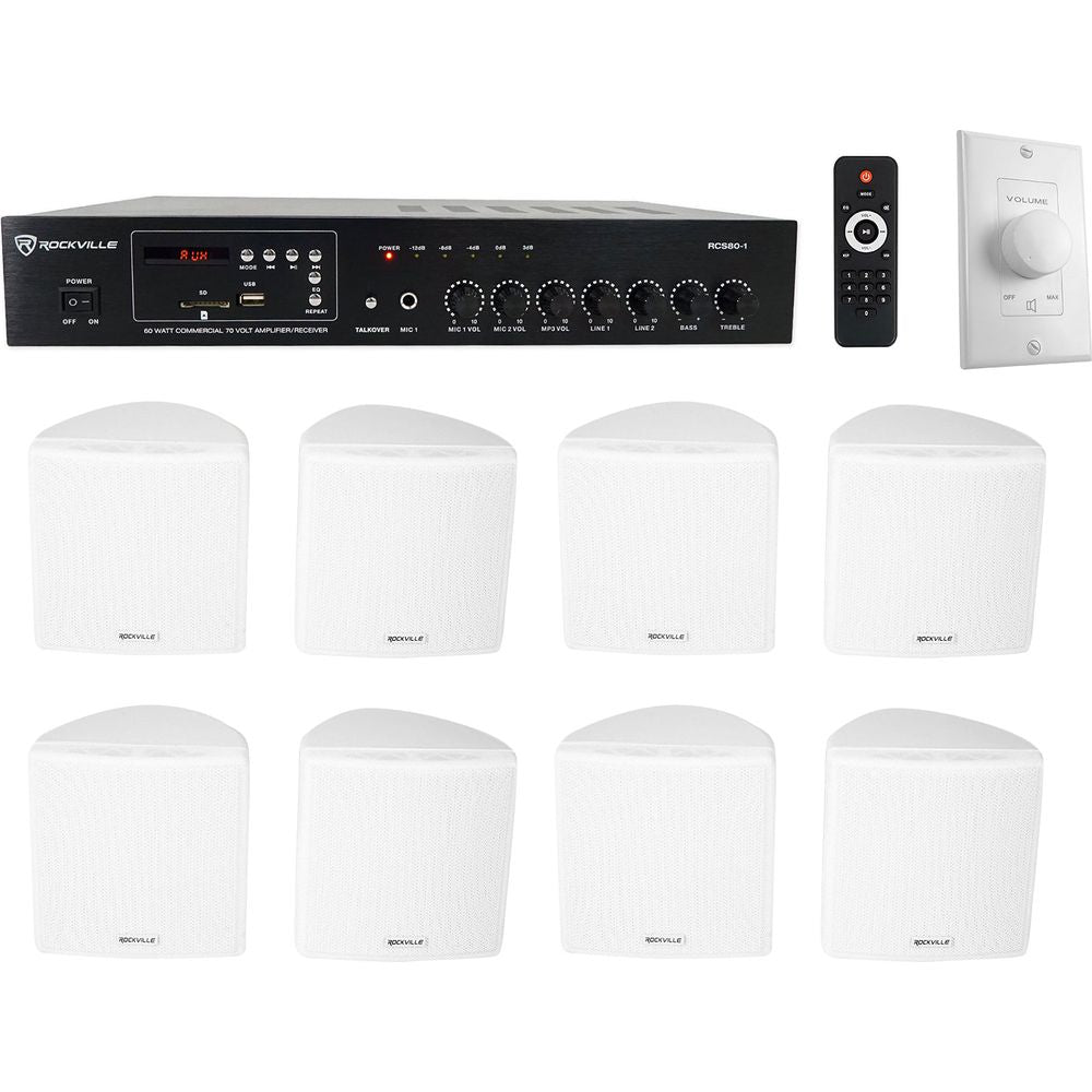 RCS80-1 + Cube 70V White 8-Pack + VOL70100 White