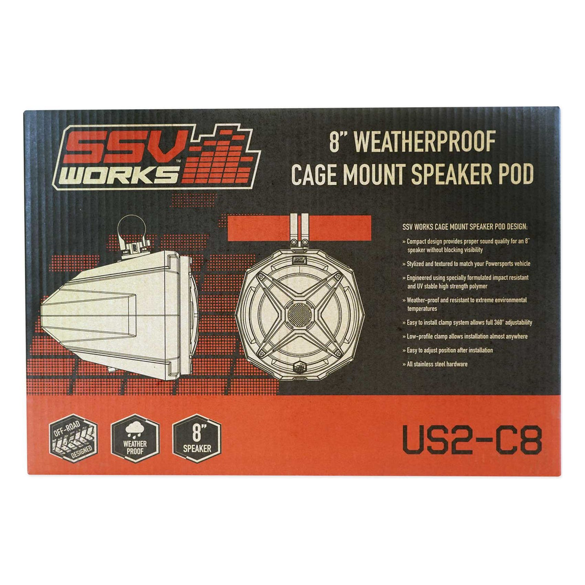 8" Speaker Swivel Cage Pods w/ 2" Clamps