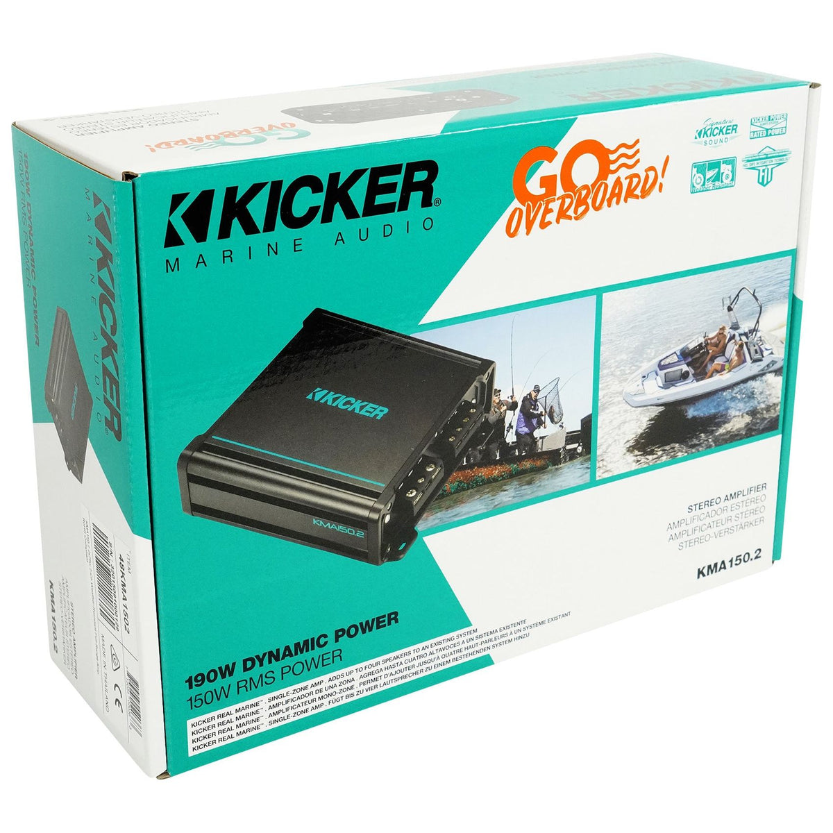 KICKER 48KMA1502 150 Watt 2-Channel Marine Amplifier Boat Amp KMA150.2