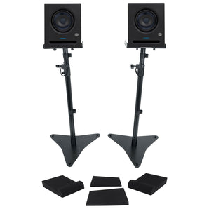 (2) Presonus Eris Pro 6 Powered 6" 2-Way Studio Monitors Speakers+Stands+Pads