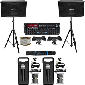 Rockville Karaoke Machine System w/ Pair 10" Speakers+Bluetooth Mixer Amp+Mics