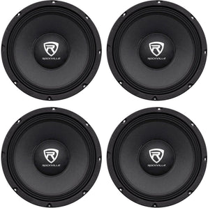 4) Rockville RM104PRO 10" 2400 Watt 4-Ohm SPL Car Midrange Mid-Bass Pro Speakers