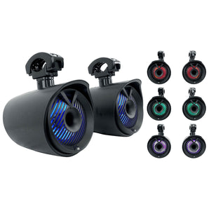 Pair JBL MT6HLB Tower X Marine 6.5" Wakeboard Speakers w Compression Horn+LED