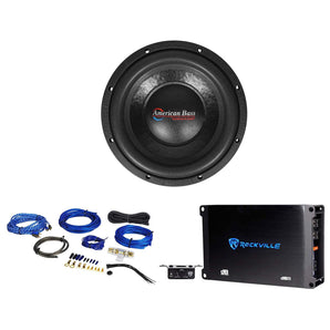 American Bass XO 1044 10" 600w Car Subwoofer 4-ohm Sub+Mono Amplifier+Amp Kit
