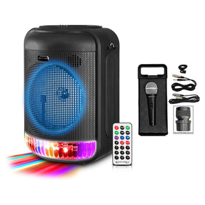 Technical Pro LIT8 Portable 8" Bluetooth LED Party Speaker w/Wireless Link+Mic