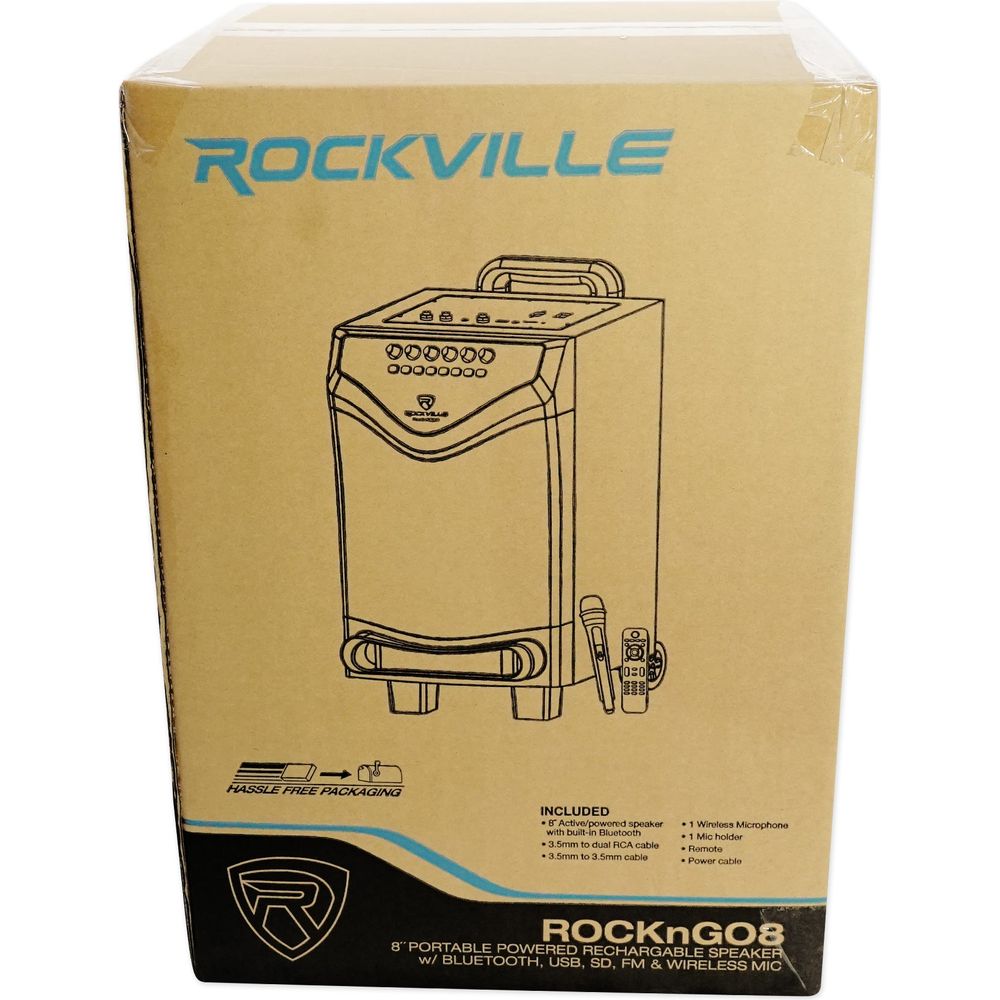 ROCKnGo 8 Portable Karaoke Speaker + Wireless Microphone Bundle