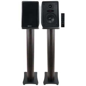 Rockville ELITE-5B 5.25" Bookshelf Speakers w/Bluetooth+36" Dark Wood Stands